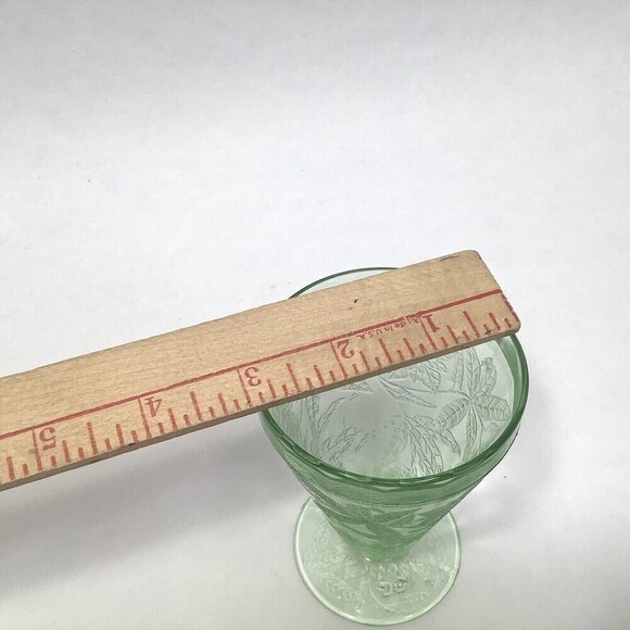 VINTAGE Jeannette‎ Glass Poinsettia 1930 Green Depression Uranium Footed Tumbler - Picture 6 of 10